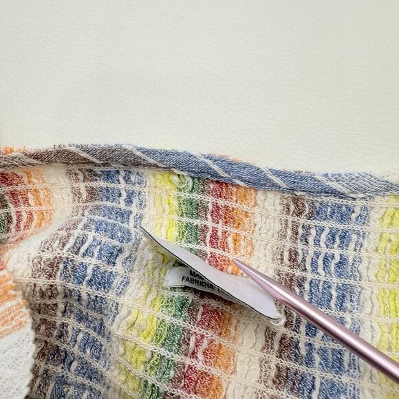 Saylor Alma Mini Dress Tag XL Fit Medium Colorful Striped Ruffle Smocked - READ‎ - Picture 5 of 7